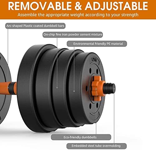FitBox Sports Intruder 20 Kg Adjustable PVC Dumbbells Weights With Dumbbells Rods For Home Gym & Strength Training, 10 Kg X 2 (Black)