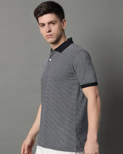 Men Stripes Regular Fit Polo T-shirt