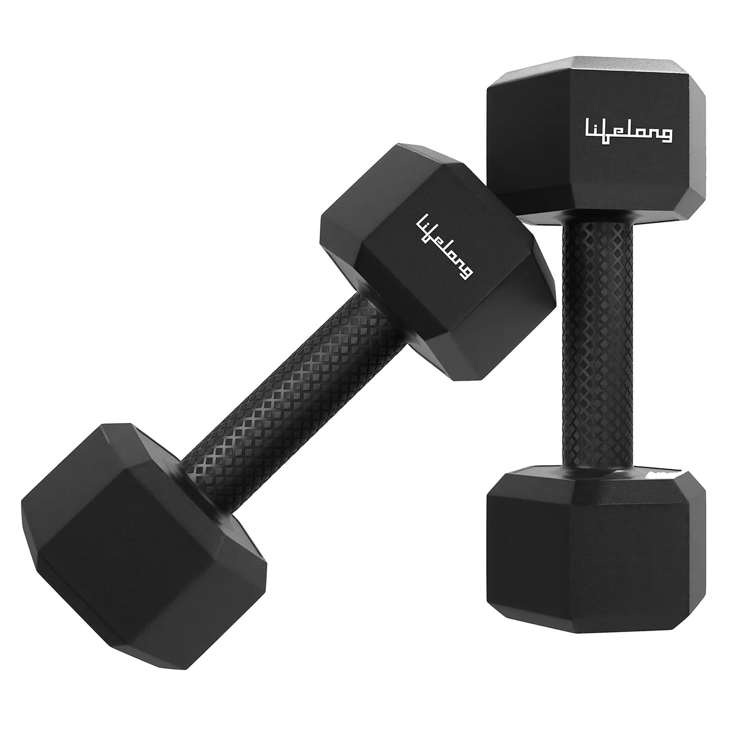 Lifelong PVC Hex Dumbbells Pack of 2 (3kg*2) for Home Gym Equipment Fitness Barbell