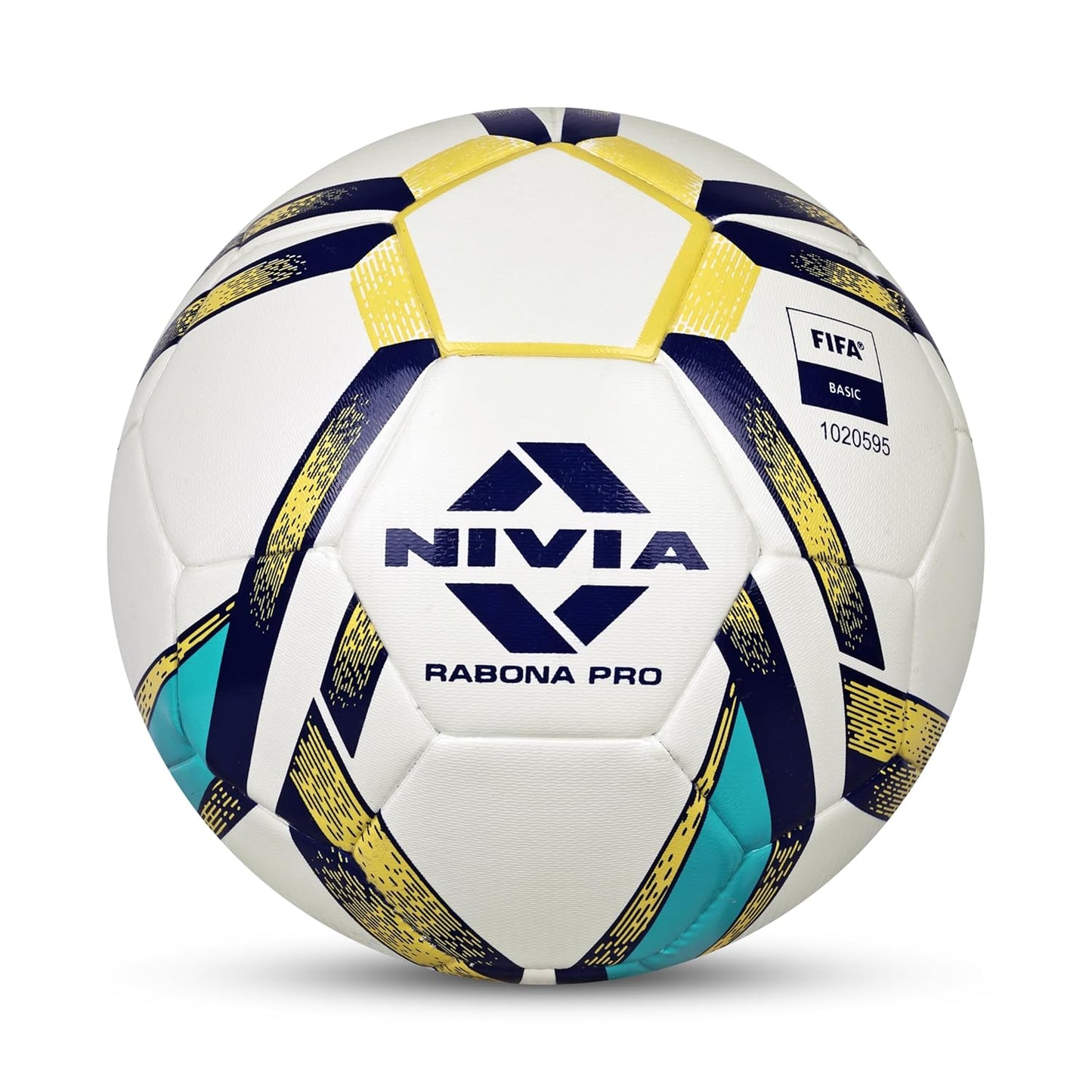 Nivia Rabona Pro Football, 32 Panel, Glossy TPU Stitched, Suitable for Soft & Dry Ground, Hard Ground with Grass & Artificial Turf, International Match Ball (White, Size - 5)