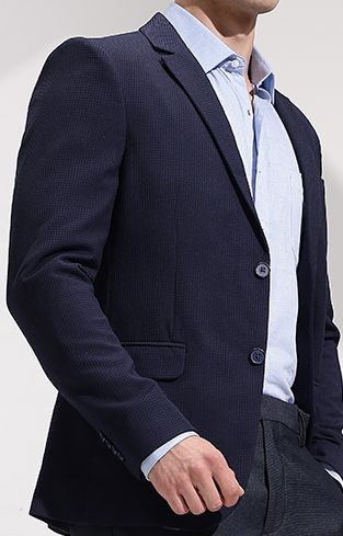 INVICTUS Slim Fit Notched Lapel Collar Textured Single Breasted Smart Casual Blazer