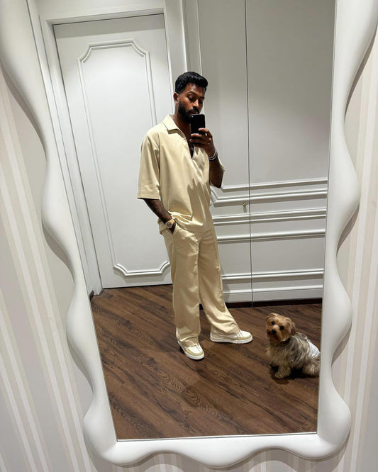 TRAQUILA Men Loose Fit Shirt with Short Sleeves