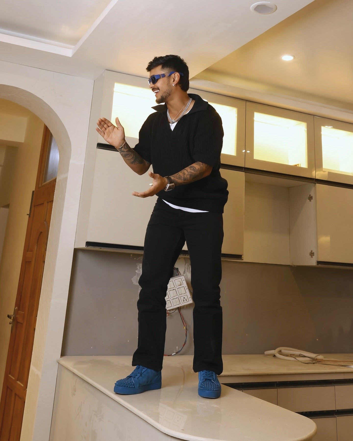 Veirdo® Men’s Casual Ribbed Polo Collar Knit T-Shirt